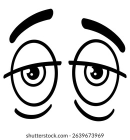 Sleepy Eyes Cartoon Illustration Vector Outline Drawing