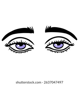 Sleepy Eyes Face Vector Illustration