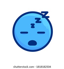 Sleepy Face, Blue Outline Emoji Icon