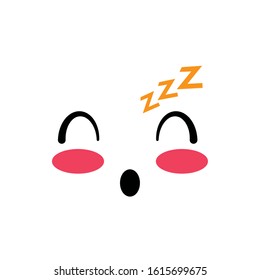 sleepy face cartoon design, Kawaii expression cute character funny and emoticon theme Vector illustration