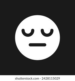 Sleepy face emoji dark mode glyph ui icon. Indifferent emotion. User interface design. White silhouette symbol on black space. Solid pictogram for web, mobile. Vector isolated illustration