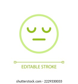 Sleepy face emoji pixel perfect color linear ui icon. Indifferent emotion. Feelings expression. GUI, UX design. Outline isolated user interface pictogram. Editable stroke. Arial font used