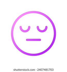 Sleepy face emoji pixel perfect gradient linear ui icon. Indifferent emotion. Feelings expression. Line color user interface symbol. Modern style pictogram. Vector isolated outline illustration