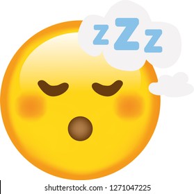 Sleepy Face Emojisleeping Cute Emoticon Isolated Stock Vector (Royalty ...