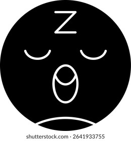 Sleepy Face Glyph Vector Icon Design
