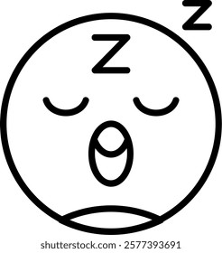 Sleepy Face Line Vector Icon Design