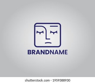 sleepy face logo design elagan and simple