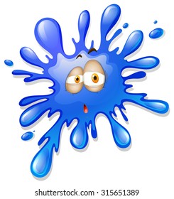 Cara somnolienta en la ilustración de splash azul