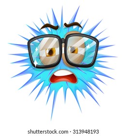 Sleepy face on thorny ball illustration