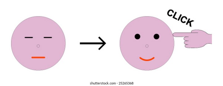 Sleepy face that is awakened by pressing a button