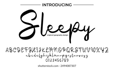 Sleepy Font Stylish brush painted an uppercase vector letters, alphabet, typeface