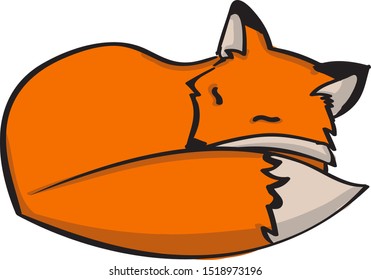 Sleepy fox, illustration, vector on white background.