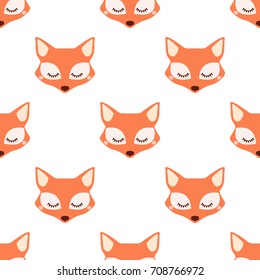 Sleepy fox. Seamless vector pattern