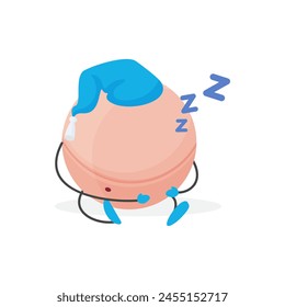 Personaje del globo ocular divertido y durmiente en la gorra de noche y roncando con ZZZZ Ilustración vectorial