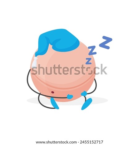 Sleepy funny eyeball character in nightcap and snoring with ZZZZ vector illustration