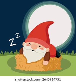 Sleepy Garden Gnome Resting Under the Moonlight