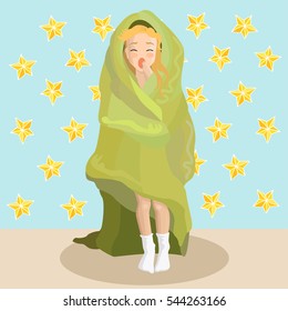 Sleepy girl. Vector