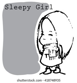 sleepy girl vector character