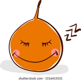 Sleepy granadilla, illustration, vector on white background.