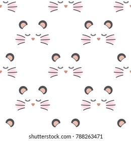 Sleepy hamster face. Seamless vector pattern