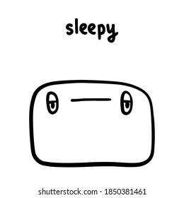 Sleepy hand drawn vector illustration in cartoon doodle style face expressive emotion man lettering