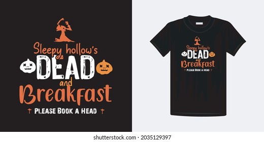 Sleepy huele muerto y desayuno diseño de camisetas de halloween. Feliz Halloween Famosa plantilla de diseño de camisetas.