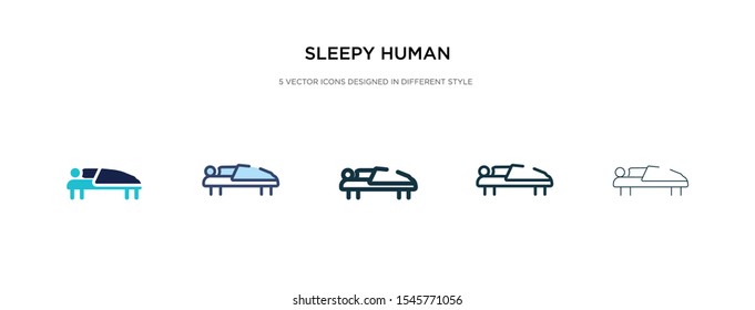 sleepy human icon in different style vector illustration. two colored and black sleepy human vector icons designed in filled, outline, line and stroke style can be used for web, mobile, ui