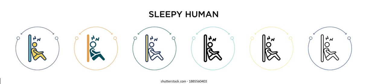 Sleepy human icon in filled, thin line, outline and stroke style. Vector illustration of two colored and black sleepy human vector icons designs can be used for mobile, ui, web