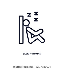 sleepy human icon. Thin line sleepy human icon from feeling and reaction collection. Outline vector isolated on white background. Editable sleepy human symbol can be used web and mobile