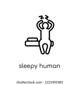 sleepy human icon. Trendy modern flat linear vector sleepy human icon on white background from thin line Feelings collection, editable outline stroke vector illustration