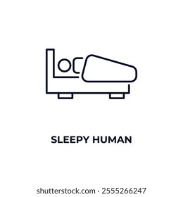 sleepy human outline icon. Linear vector from feelings concept. Thin line sleepy human icon isolated on white background