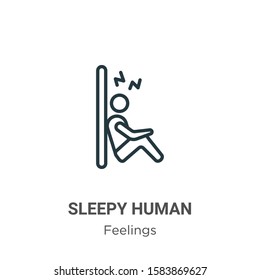Sleepy human outline vector icon. Thin line black sleepy human icon, flat vector simple element illustration from editable feelings concept isolated on white background