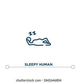 icono del vector de contorno humano somnoliento. ilustración de elemento simple. icono de contorno humano somnoliento a partir del concepto de sentimientos editables. se puede usar para web y móvil
