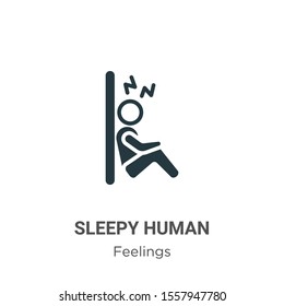 Sleepy human vector icon on white background. Flat vector sleepy human icon symbol sign from modern feelings collection for mobile concept and web apps design.