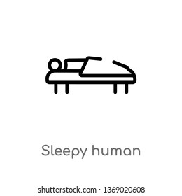 sleepy human vector line icon. Simple element illustration. sleepy human outline icon from feelings concept. Can be used for web and mobile