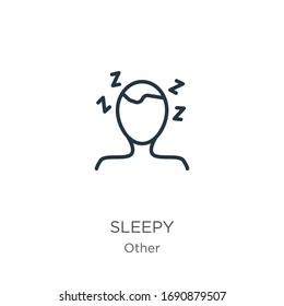 Icono de sueño. Icono de contorno lineal delgado aislado en fondo blanco de otra colección. Signo vectorial de línea, símbolo para web y móvil