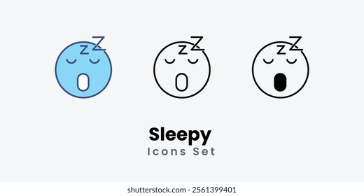 Sleepy Icons thin line and glyph vector icon stock illustration