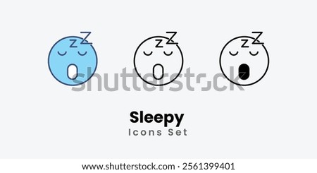 Sleepy Icons thin line and glyph vector icon stock illustration