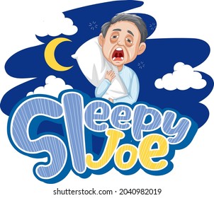 Sleepy Joe logo text design with sleepy old man illustration