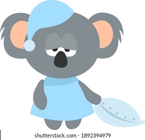 Sleepy koala , illustration, vector on white background