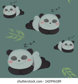 Sleepy little panda. Funny seamless children pattern with cute panda. Eps 10