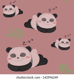 Sleepy little panda. Funny seamless children pattern with cute panda. Eps 10