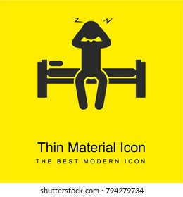 Sleepy man sitting on his bed bright yellow material minimal icon or logo design