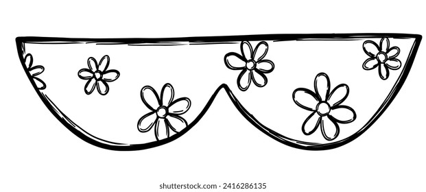 Sleepy mask with flower pattern in outline style