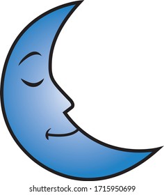 sleepy moon with blue gradient