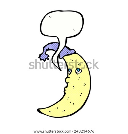sleepy moon cartoon with speech bubble