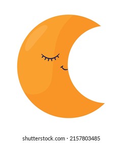 sleepy moon design over white