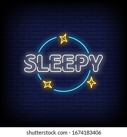 Sleepy Neon Signs Style Text Vector