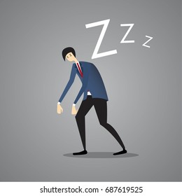 sleepy office worker cartoon,vector illustration.