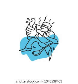 sleepy office worker on monday morning with coffee cup abstract vector illustration